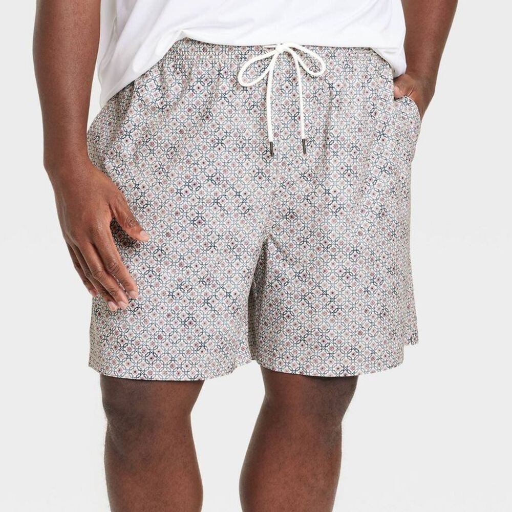 Men's 7" Swim Shorts with Boxer Brief Liner - Goodfellow & Co Cream S
